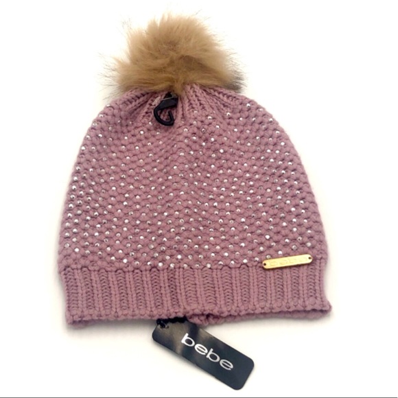 bebe Lavender Knit Logo Beanie - Picture 6 of 6
